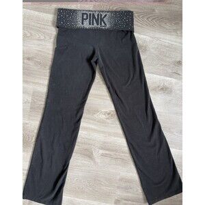 Victoria Secret Pink Fold Over Y2K Yoga Pants Size Medium 2011 Bling Flare
